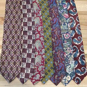 Men’s Mixed Lot of 7 Ties, Silk & Polyester Paisley, Floral, Geometric Prints